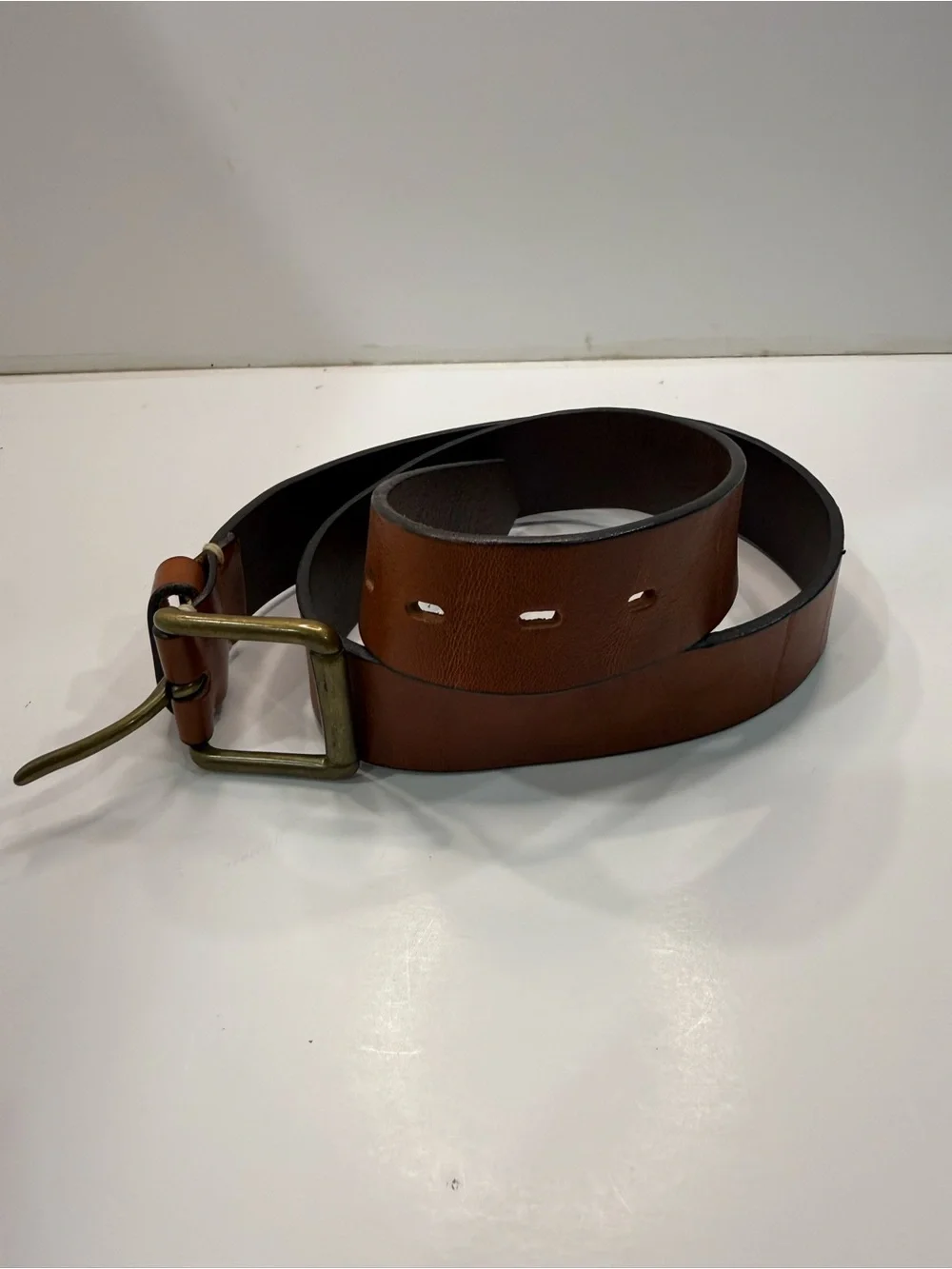 Vintage GAP Tan Leather Belt with Brass Buckle 34